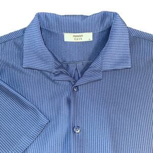 Cove Shirt Mens XL Blue Plisse Pleated Ribbed Camp Collar Button Up Short Sleeve